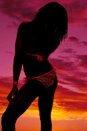 An African American woman in her bikini.の写真素材