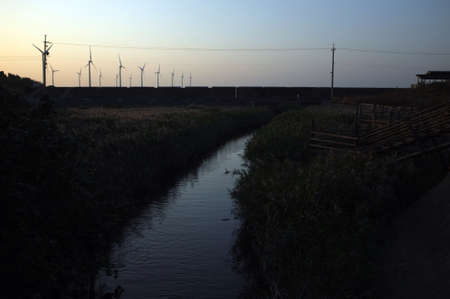 A relax evening near windmill  の素材