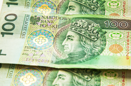 3 one hundred Zloty bank notes