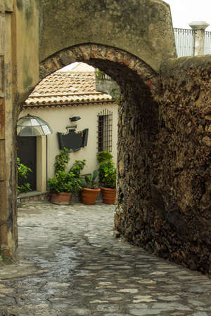 Ancient part of Castelmola town, Italy.の写真素材