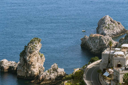 The beautiful Sicilian coast with ancient summer residencesの写真素材