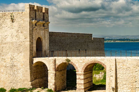 Entrance of medieval Maniace's Castle in Siracusaのeditorial素材