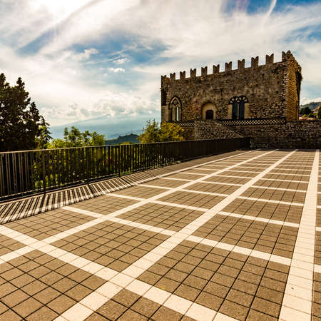 View of the Palazzo Ducale in Taormina - Sicily (Italy)のeditorial素材