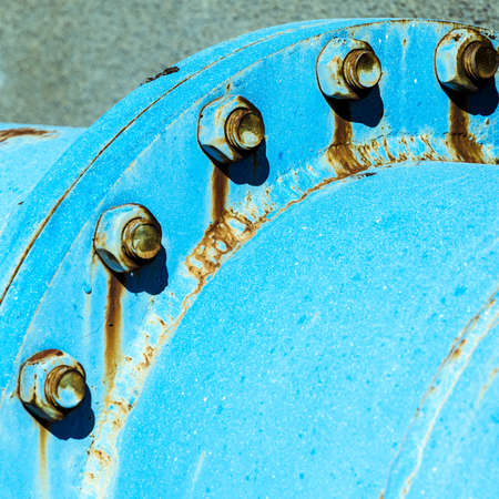 large connecting tube with nuts and boltsの写真素材