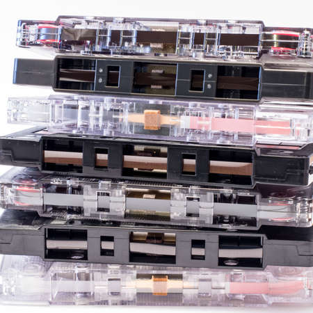 Picture of a retro, dusty, used, old cassettes tape from 70s 80s 90s. It reminds of the music...