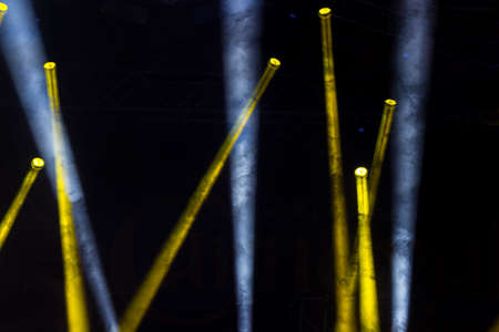 Colorful lights and smoke on a stage.の写真素材