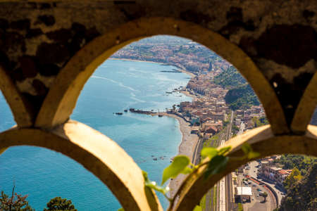Sicily (Italy): The beautiful Sicilian coast view from Taormina (On May 26-27, Taormina will host the Summit of the Heads of State and of Government of the G7)のeditorial素材