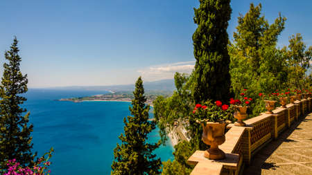 Sicily (Italy): The beautiful Sicilian coast view from Taormina (On May 26-27 2017, Taormina hosted the Summit of the Heads of State and of Government of the G7)の写真素材