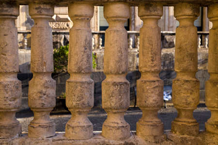 Balustrade with ancient baroque columnsの写真素材