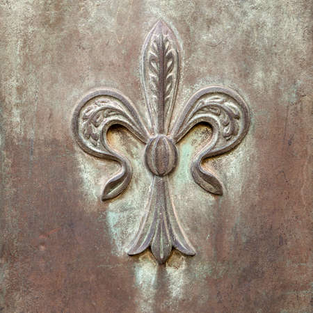 Close up of rustic old door in Spoleto, Italy.の写真素材