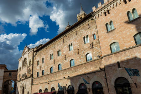 view of a medieval palace of a city in the center of italyのeditorial素材