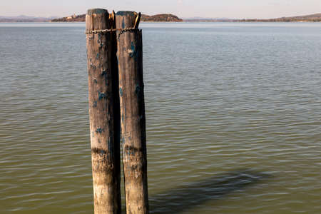 Italy: detail of a mooring of Lake Trasimenoの写真素材