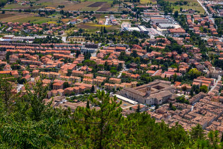 A cityscape of medieval houses of Gubbio Italyのeditorial素材