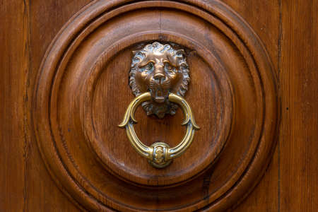 Close up of rustic old door in Florence, Italy.