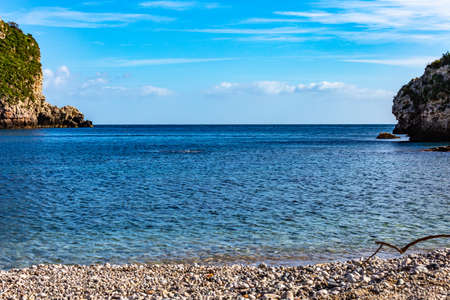 The sea in winter. View of the beautiful Sicilian coast