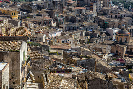 view from above of a typical Sicilian town