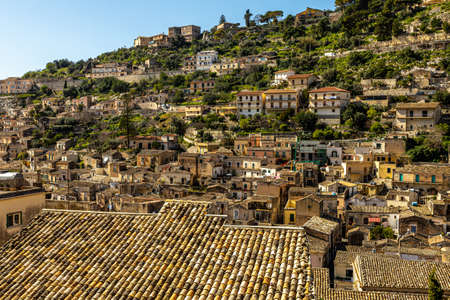 view from above of a typical Sicilian town