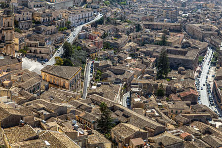 view from above of a typical Sicilian townの写真素材