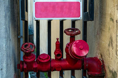 detail of a delivery fire engine connection unitの写真素材