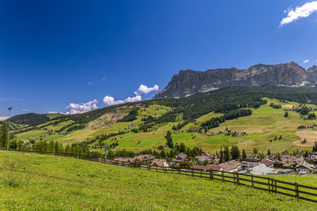 Dolomiti Alps in Alta Badia landscape amd peaks view, Trentino Alto Adige region of Italyの写真素材