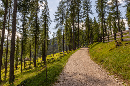 Mountain trekking itinerary in Alta Badia, Italian alps. Beautiful natural landscapes
