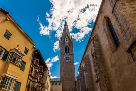 Discovering Brixen's hidden gems while taking a walk around its cozy squaresの写真素材