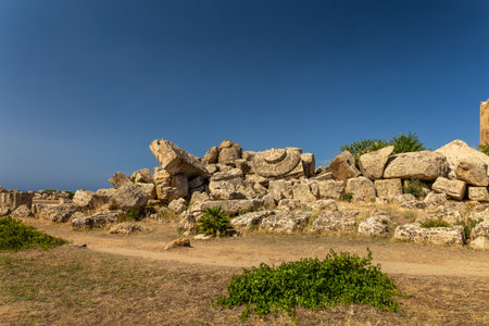 Remains of Greek temples located in Selinunte - Sicilyの写真素材