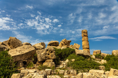 Remains of Greek temples located in Selinunte - Sicilyの写真素材