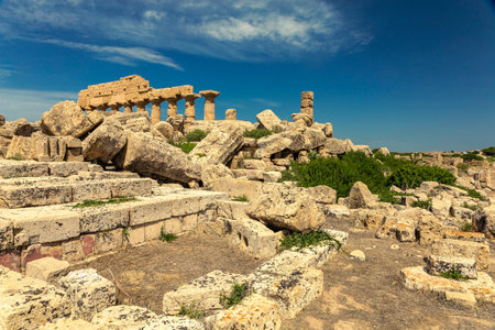 Remains of Greek temples located in Selinunte - Sicilyの写真素材