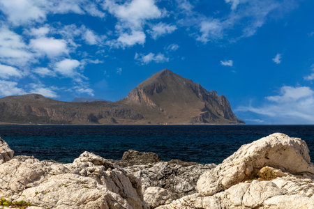 panoramic photo of the splendid Sicilian coastの写真素材