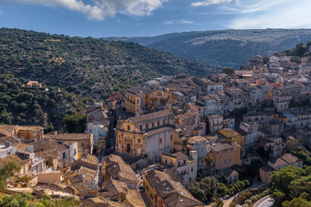 view of picturesque Sicilian baroque cityの写真素材