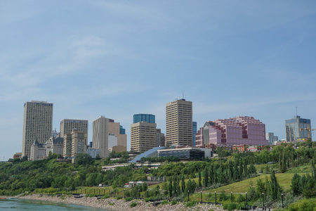 EDMONTON, CANADA - AUGUST 7, 2014: View of the modern city centre of Egmonton in Canadaのeditorial素材