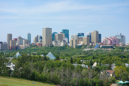 EDMONTON, CANADA - AUGUST 12, 2014: View of the modern city centre of Egmonton in Canadaのeditorial素材