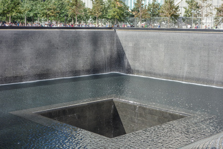 NEW YORK, USA - SEPTEMBER 23, 2014: National September 11 Memorial is an educational and historical institution honoring the victims of the Twin Towers attackのeditorial素材