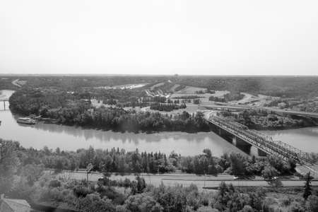 View of North Saskatchewan River in Edmonton Canadaのeditorial素材