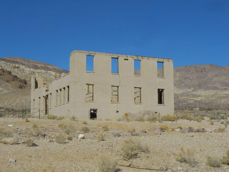 Ruins of the school building in the ghost town of Rhyolite in Death Valley Nevada USAの写真素材