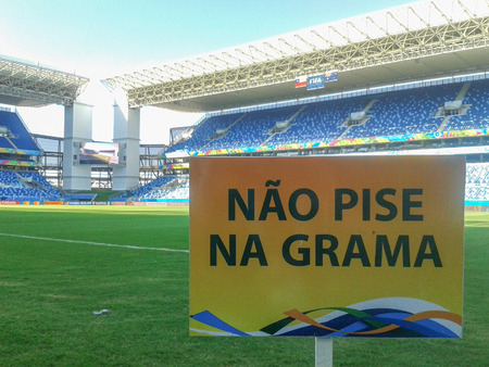 CUIABA, BRAZIL - JUNE 11, 2014: The Arena Pantal stadium hosted the Brazilian football world cupのeditorial素材