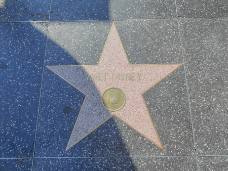 LOS ANGELES, USA - FEBRUARY 01, 2013: The Hollywood Walk of Fame in Los Angeles comprises over 2500 terrazzo brass stars embedded in the sidewalks of Hollywood Boulevard since 1958のeditorial素材