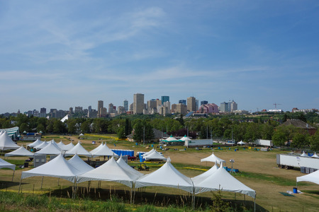 EDMONTON, CANADA - AUGUST 7, 2014: View of the modern city centre of Egmonton in Canadaのeditorial素材