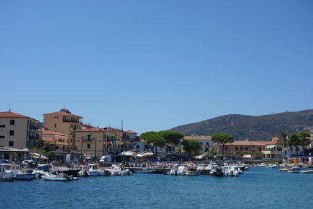 ELBA ISLAND, ITALY - CIRCA AUGUST 2016: View of Marina di Campoのeditorial素材