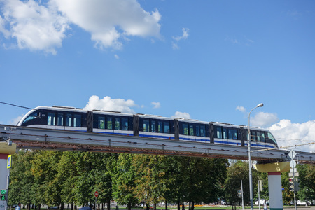 MOSCOW, RUSSIA - CIRCA AUGUST 2016: Monorail public transport in the city of Moscowのeditorial素材