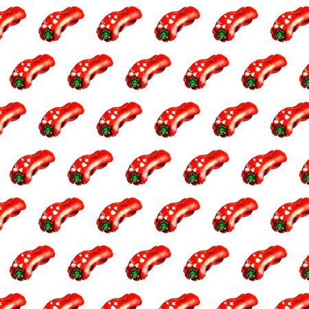 Seamless pattern with bell peppers. Ripe and bright pepper on a white background. Wallpaper, print, banner, wrapping paper, promotional material. Watercolor illustration.の写真素材