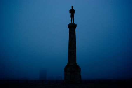 Victor monument at Kalemegdan fortress in Belgrade, Serbia. Nightのeditorial素材