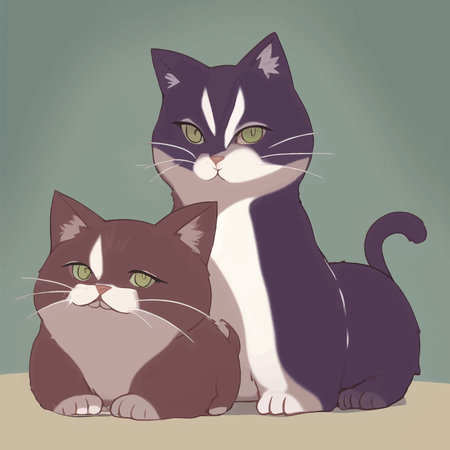 Two cute kittens are staring at you illustrationの写真素材
