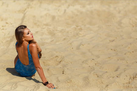 girl on the sandの写真素材