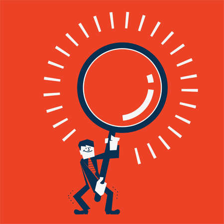 man searching for something with a magnifying glassのイラスト素材