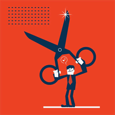 man holding scissorsのイラスト素材