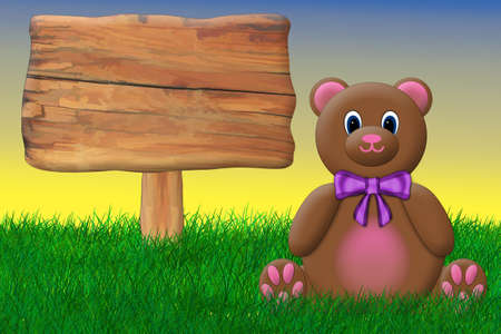 Teddy Bear With a Blank Signの写真素材