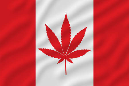 Marijuana flag with a pot leaf in the middleの写真素材