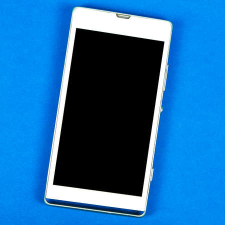 smart phone on blue backgroundの写真素材